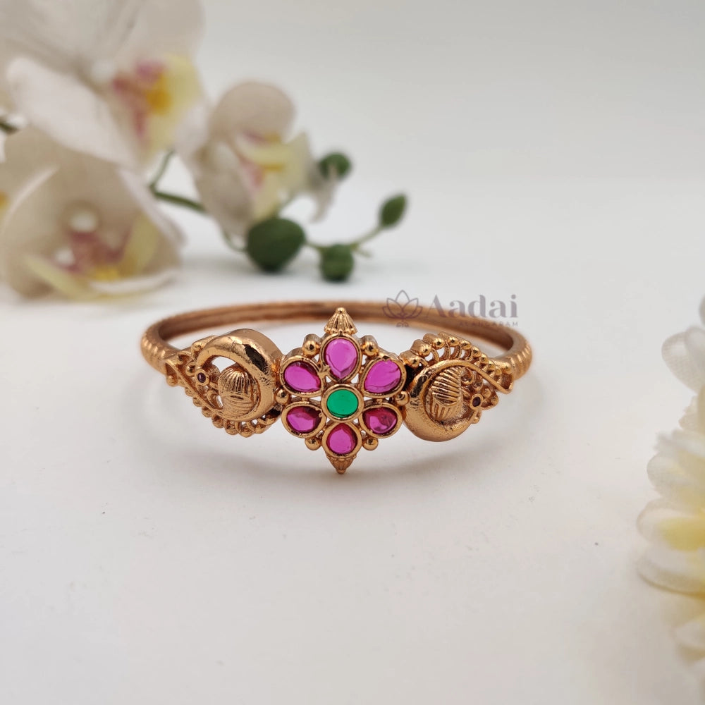 Floral dual peacock bangle