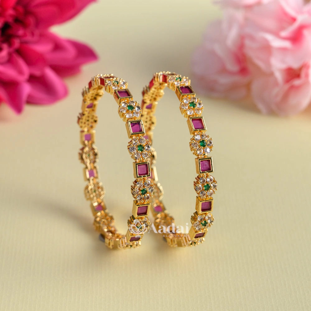 Ruby Floral Blossom Bangle