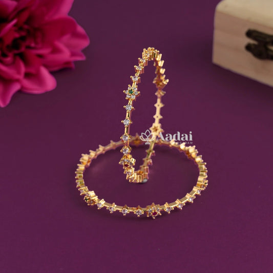 Sleek Floral Diamond Replica Bangle 