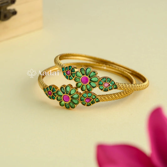 Fleek Floral Bangle - Green