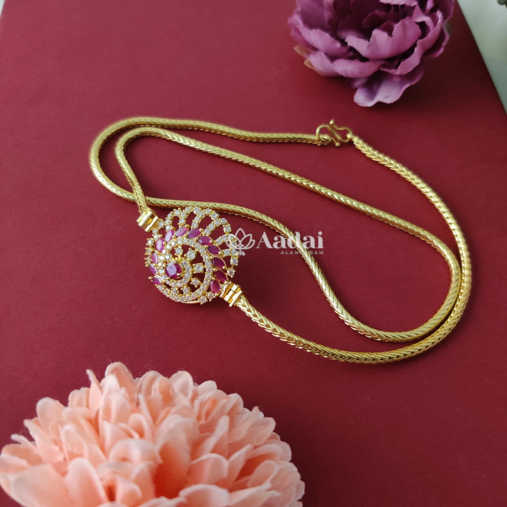 Floral Ad pendant Mogappu chain