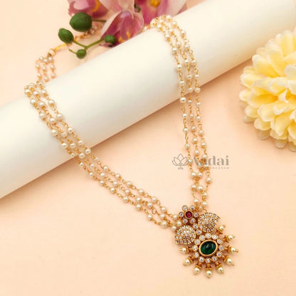 Triple Layer Pearl Pendant Chain