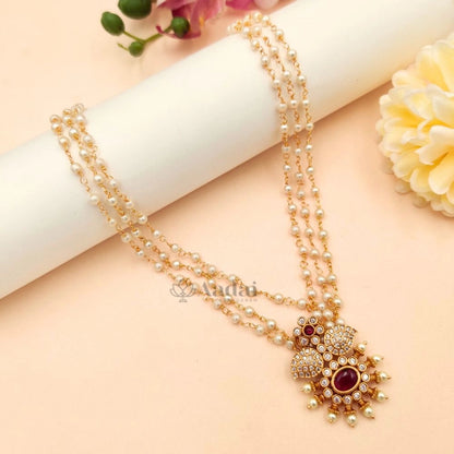 Triple Layer Pearl Pendant Chain