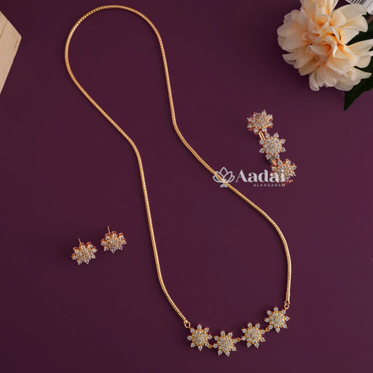 Sparkling Diamond Replica Mogappu Chain Set