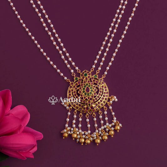 Peacock Kemp Pendant Pearl Layer Mala