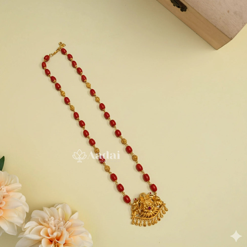 Gracious Lakshmi With Coral Bead Chain