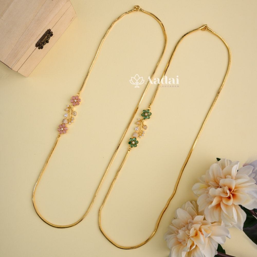 Plumeria Floral Mugappu Chain