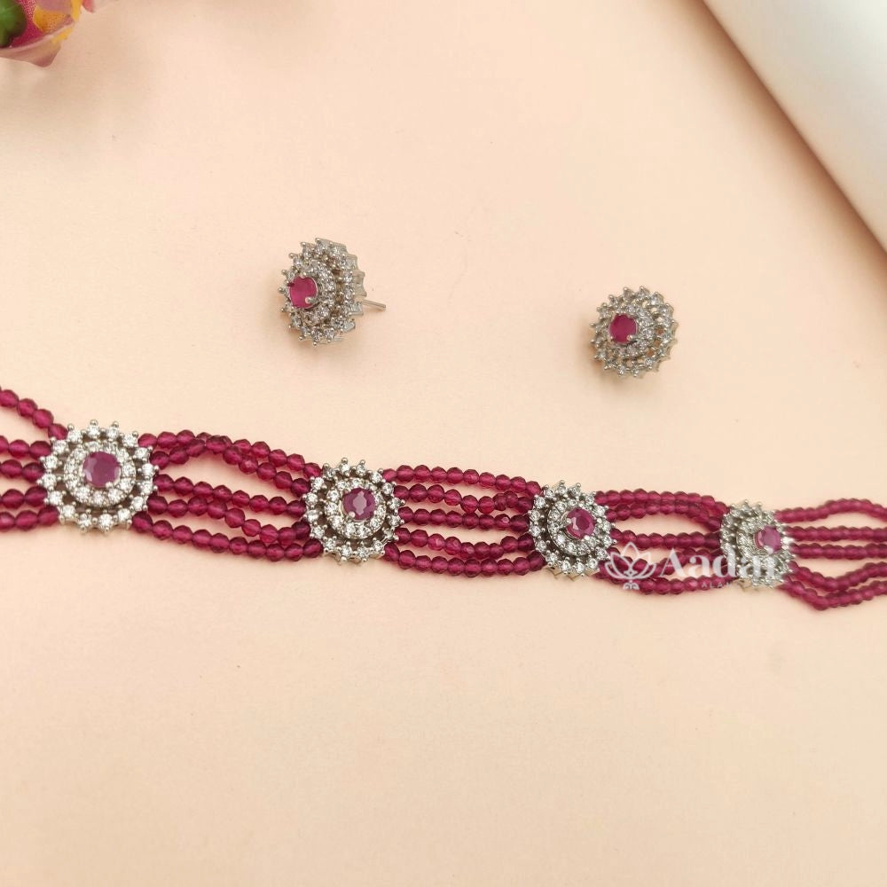 Crystal bead High neck choker