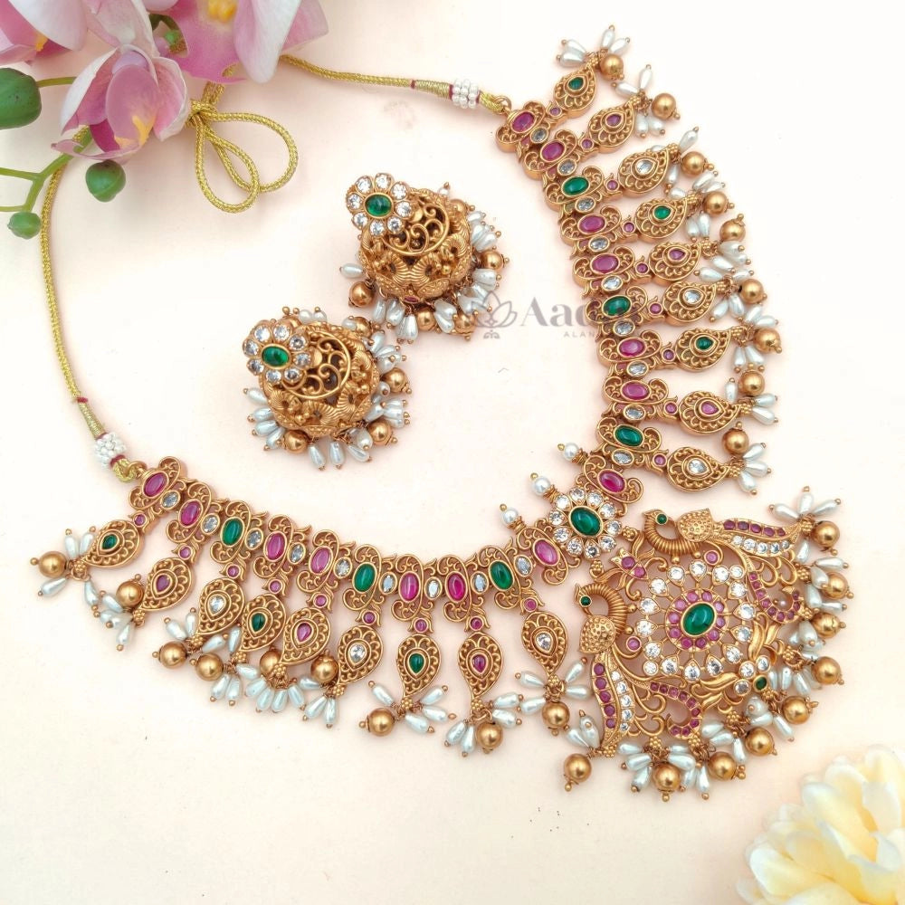 Gorgeously crafted guttapusulu non idol Bridal Necklace