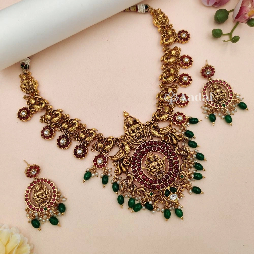 Classic Lakshmi Bridal Necklace - Green