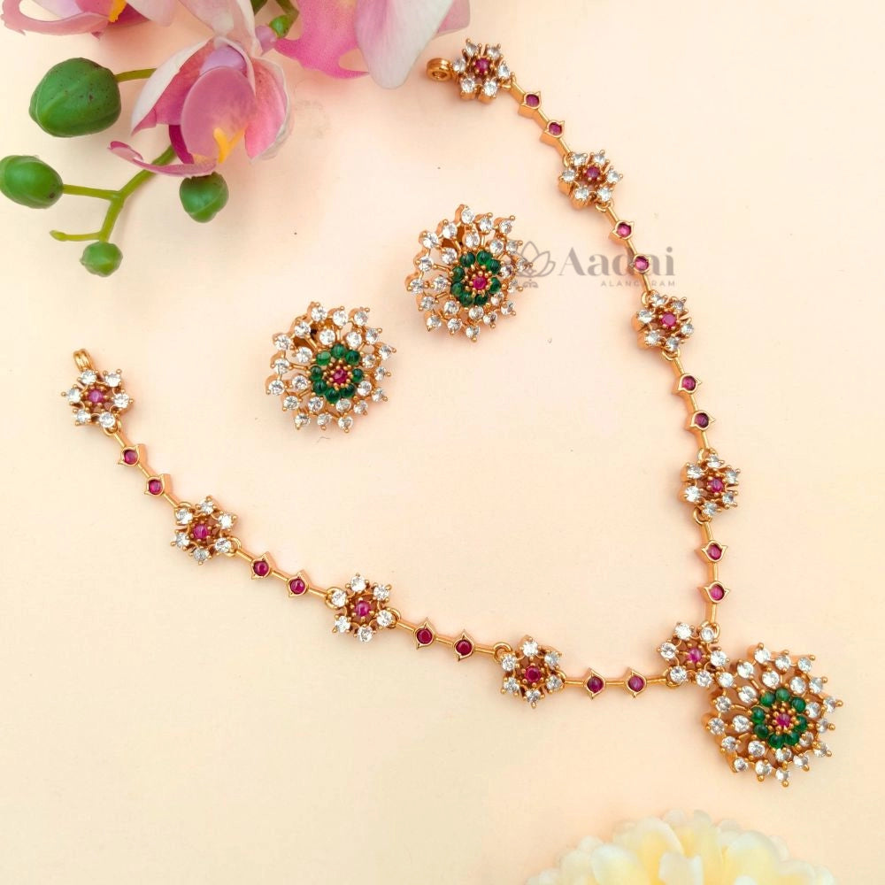 Elegant diamond replica necklace - Multi