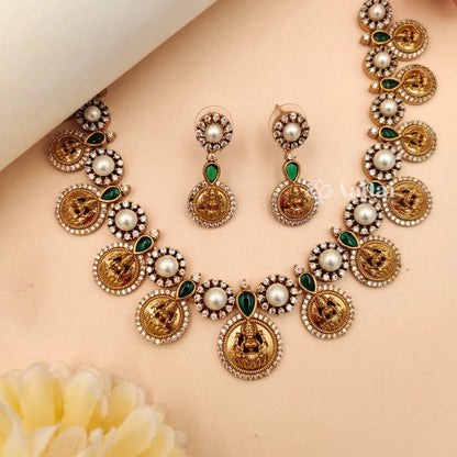 Lakshmi Coin Necklace - Green