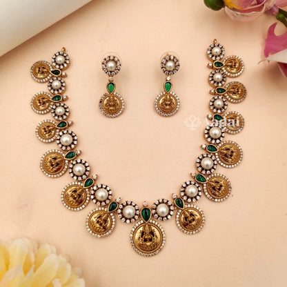 Lakshmi Coin Necklace - Green