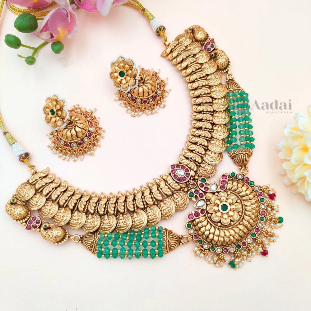 Precise Lakshmi Embossed Kasu Mala Necklace