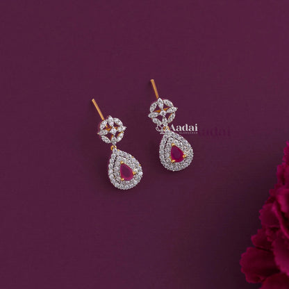 OPULENT DEW DROP DIAMOND LOOK COMBO SET - Ruby