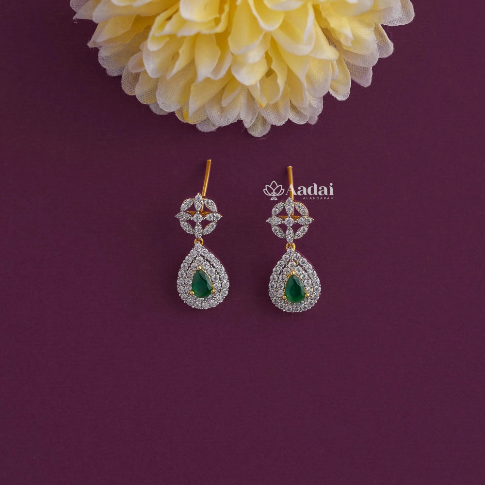 OPULENT DEW DROP DIAMOND LOOK COMBO SET - Green