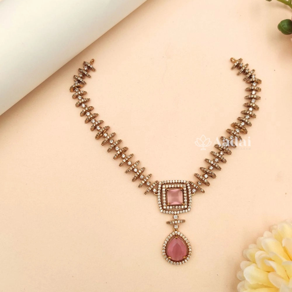 Sparkling AD Necklace - Pink