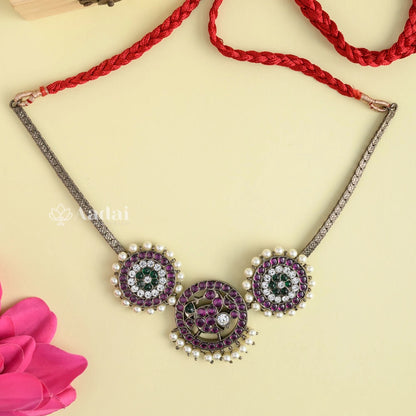 Premium Black Polish Peacock Chakkra Real Kemp Necklace