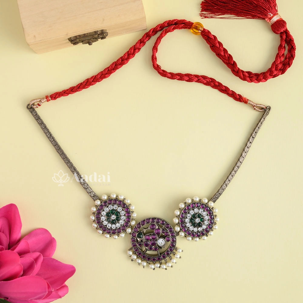Premium Black Polish Peacock Chakkra Real Kemp Necklace
