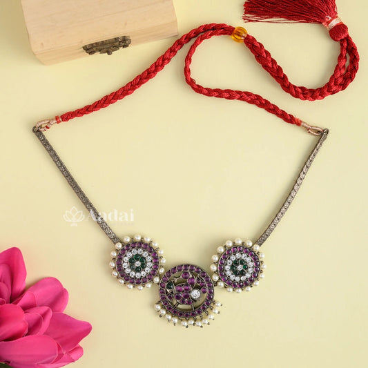 Premium Black Polish Peacock Chakkra Real Kemp Necklace