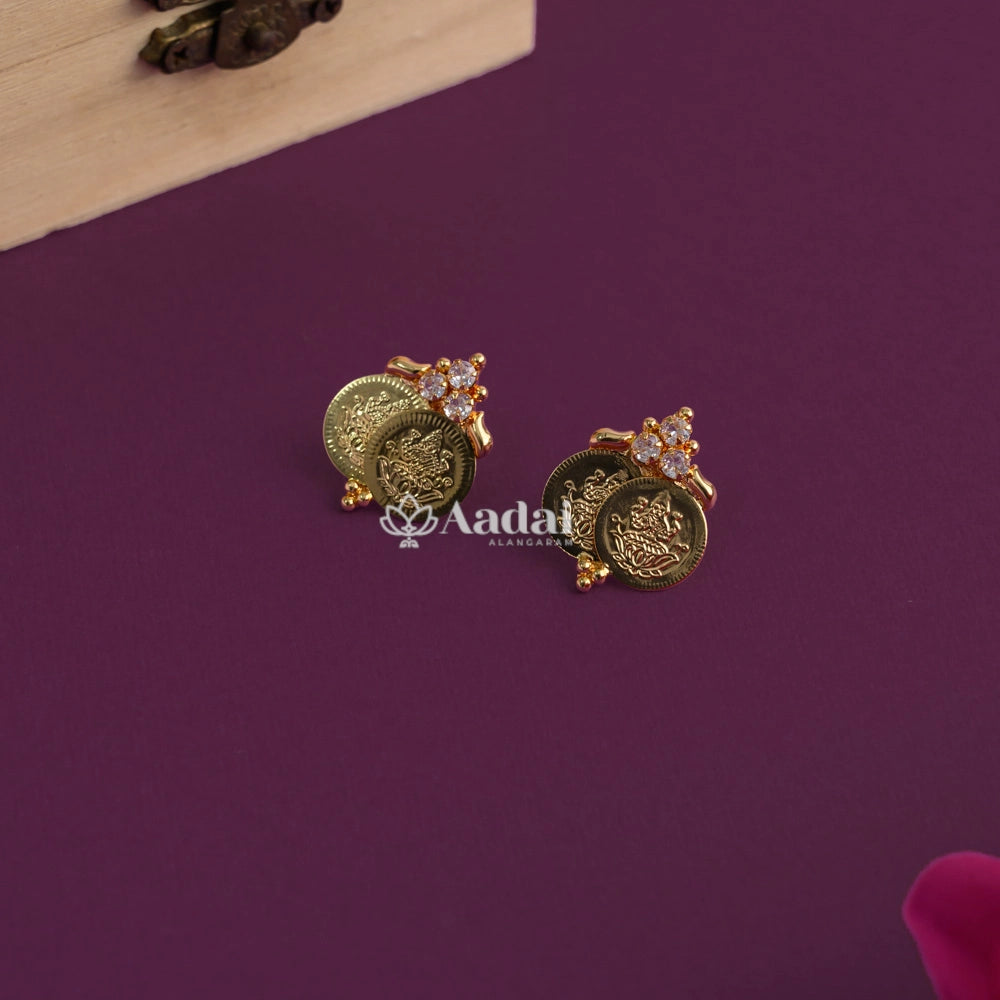 Classic Lakshmi Kasu Malai Necklace With Stones