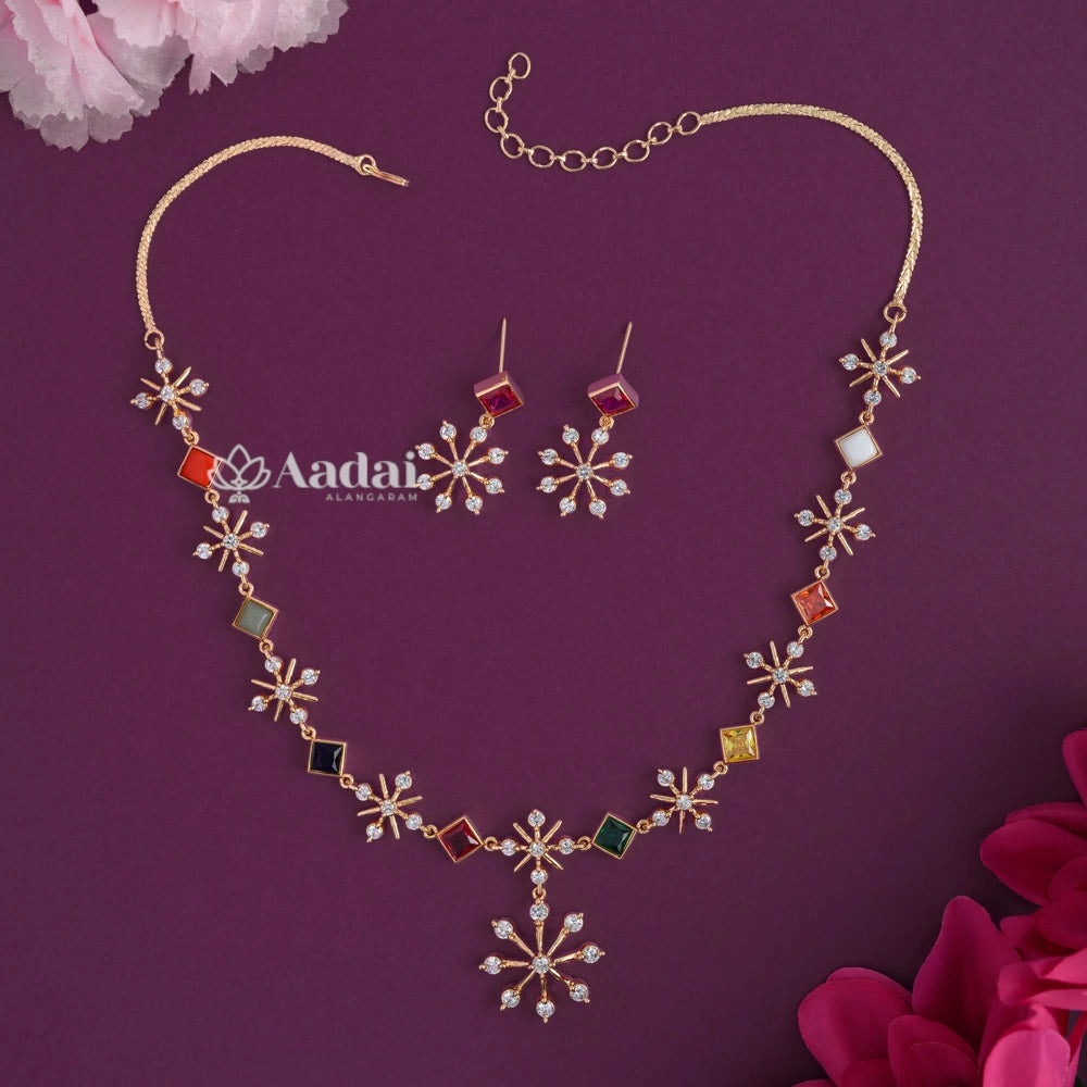 Sparkling 18 Carat Navarathna Necklace