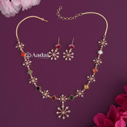 Sparkling 18 Carat Navarathna Necklace