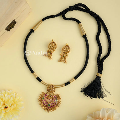 Supercilious Lakshmi Black Thread Dori Necklace