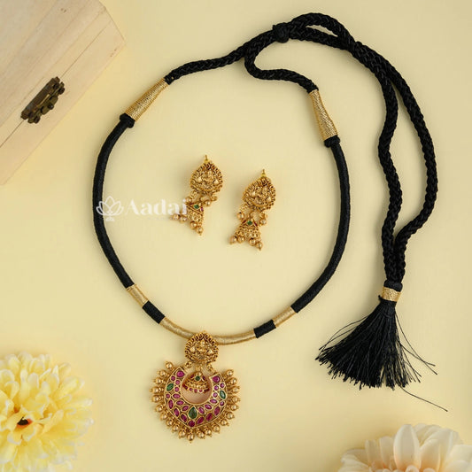 Supercilious Lakshmi Black Thread Dori Necklace