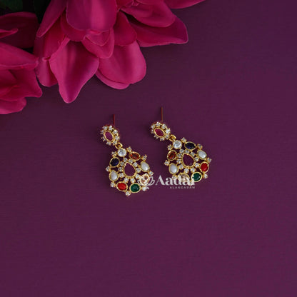 Tear Drop Navarathana Neckalce