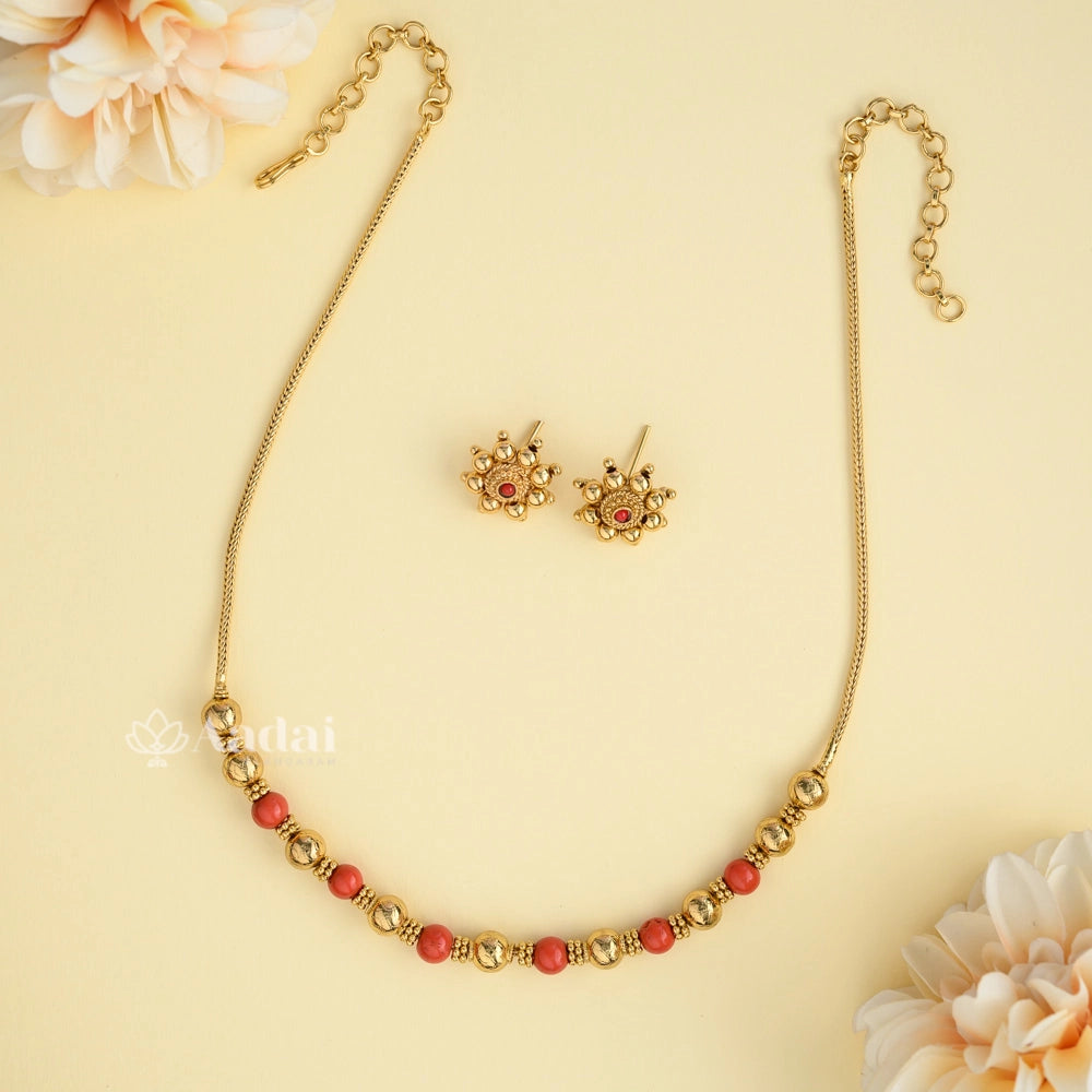 Scarlet Coral Bead Necklace