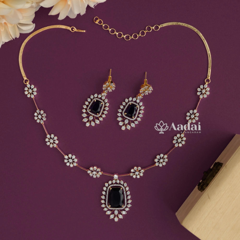 Marquise Bloom Diamond Replica Necklace - Blue