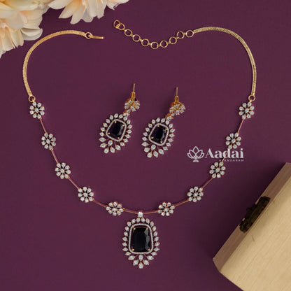 Marquise Bloom Diamond Replica Necklace - Blue