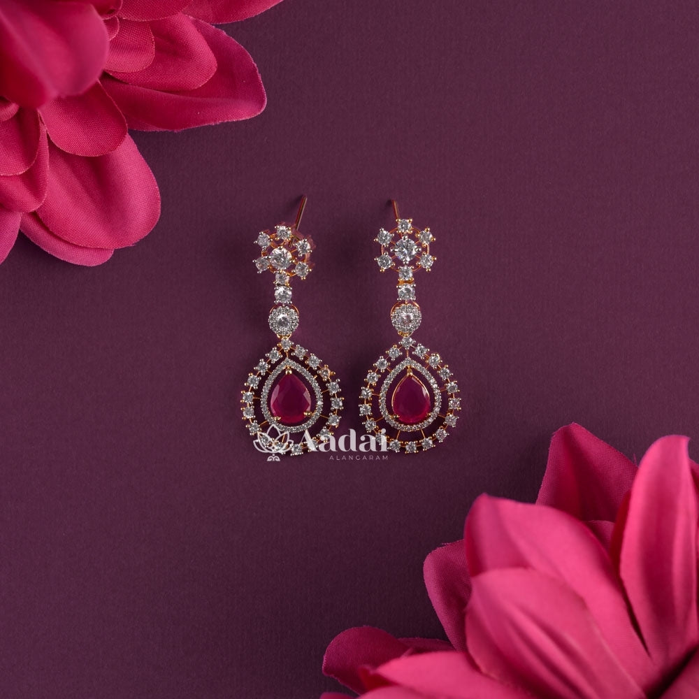 Regal Ruby Hue Teardrop Diamond Necklace