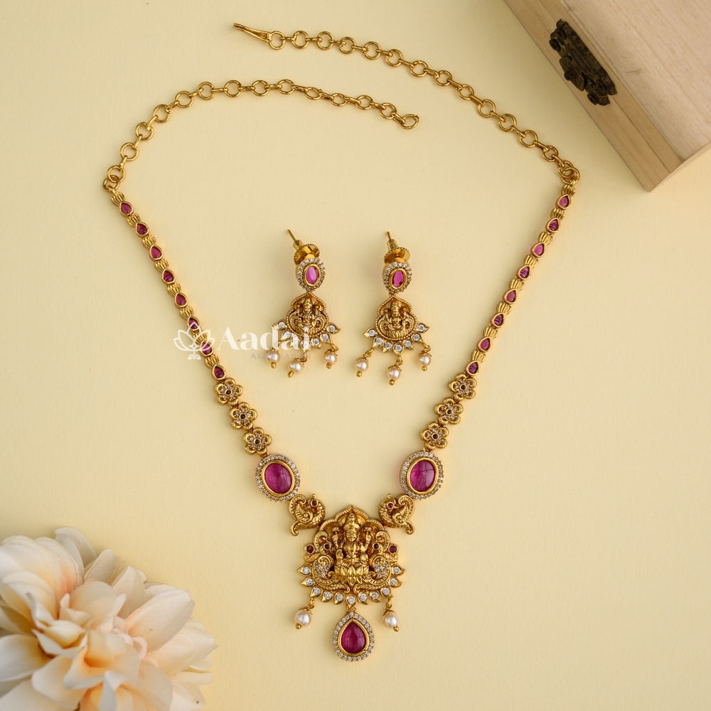 Enchanted Divine Lakshmi Necklace - Ruby