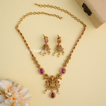 Enchanted Divine Lakshmi Necklace - Ruby