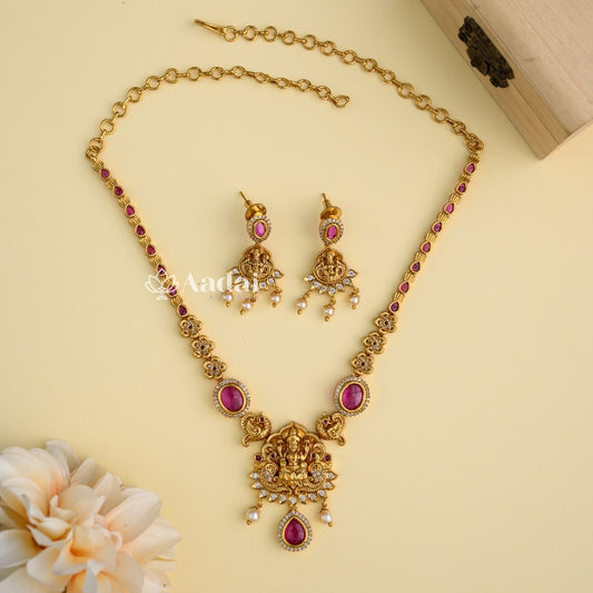 Enchanted Divine Lakshmi Necklace - Ruby
