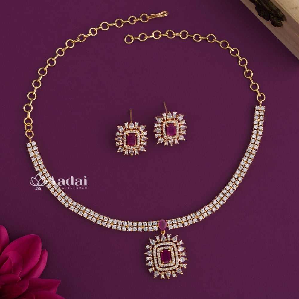 Meadow Sparkling Diamond Replica Necklace - Ruby