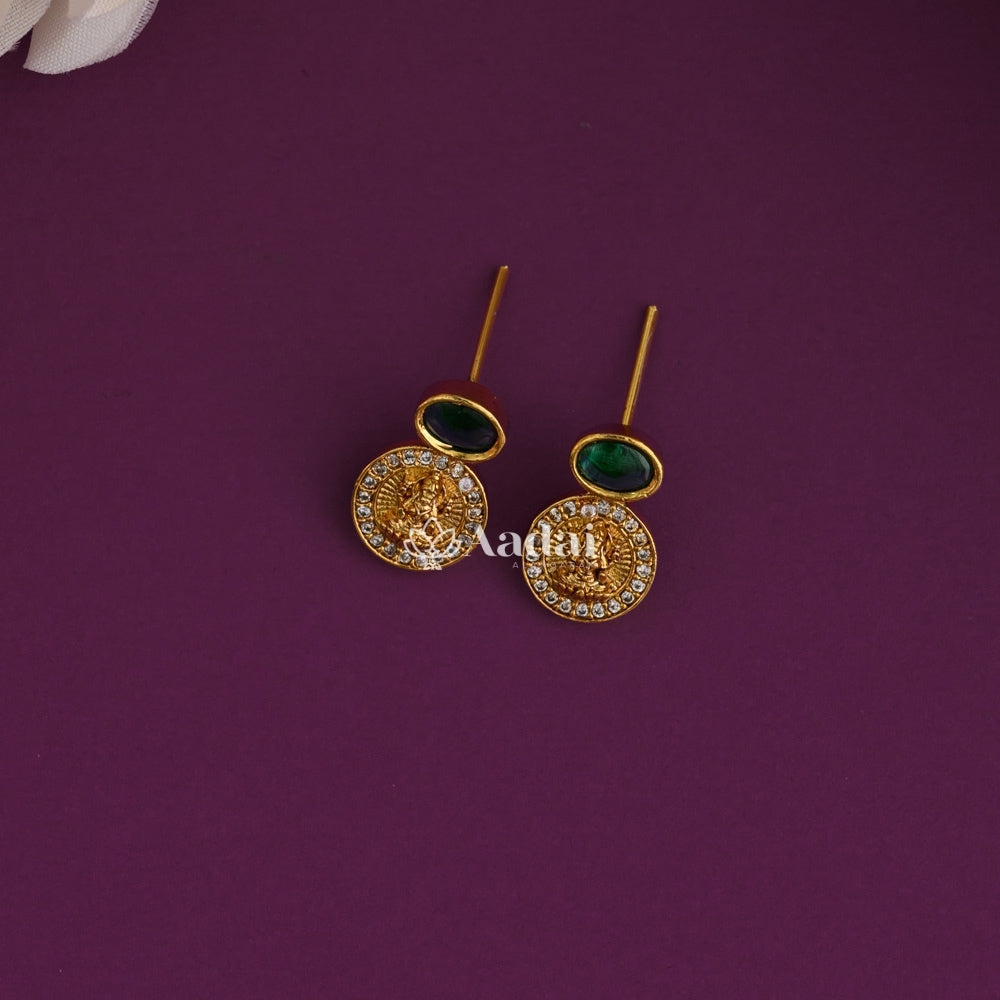 Heritage Lakshmi Coin Necklace - Green