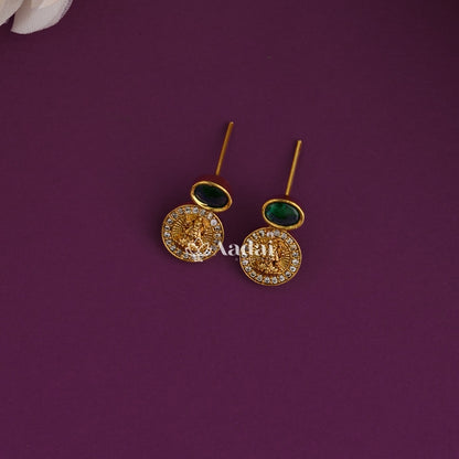 Heritage Lakshmi Coin Necklace - Green