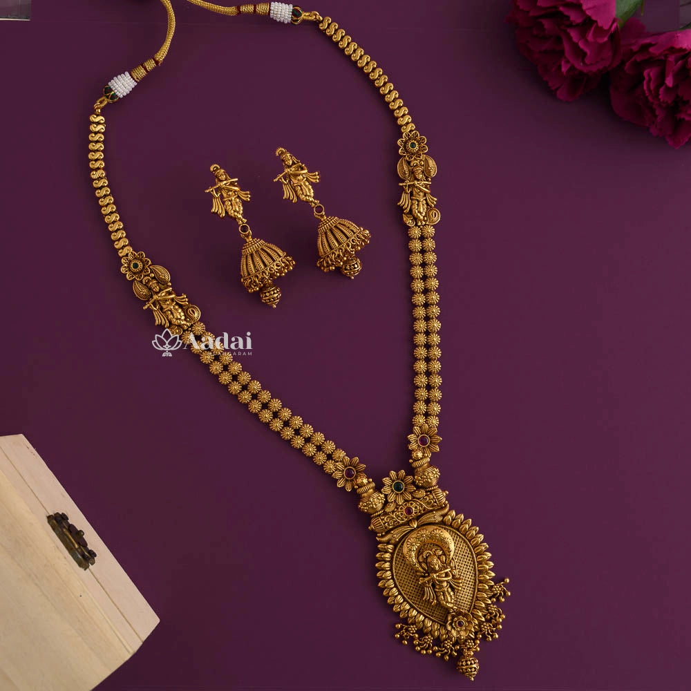 Georgeous Crafted Krishna Long Necklace