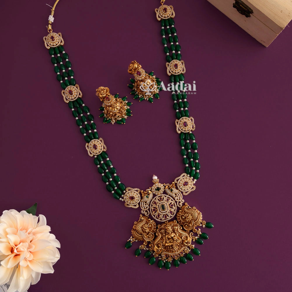 Ginormous Green Beaded Lakshmi Haram