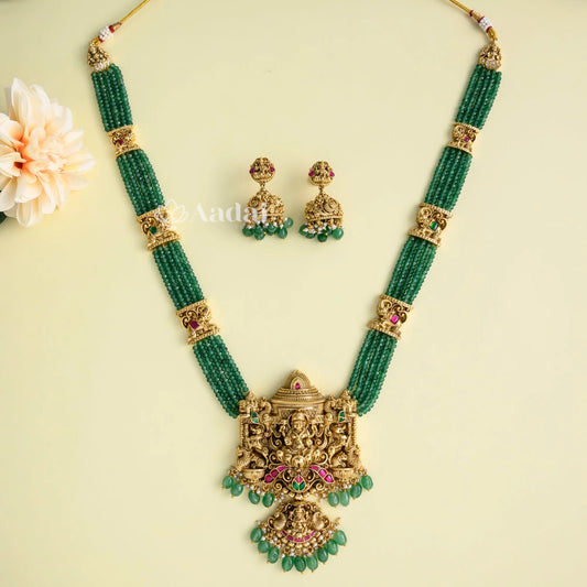 Antique Lakshmi Jadau Mandapam Beaded Haram