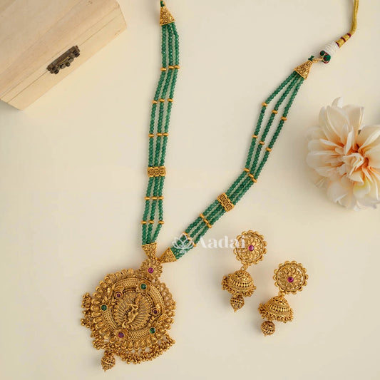 Divine Krishna pendant Green Beads Mala