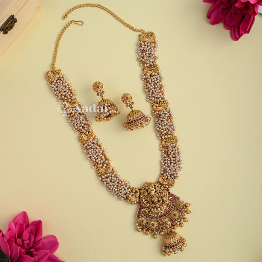 Lakshmi Pendant With Cluster Pearl Haram