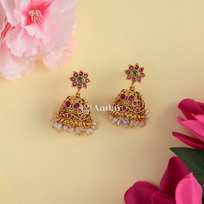 Sleek Semi Beaded With Kemp Pendant Mala