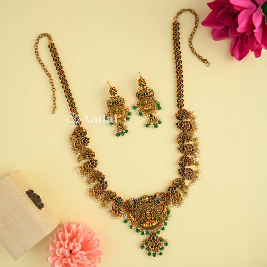 Intricately Designed Lakshmi Antique Enamel Haram