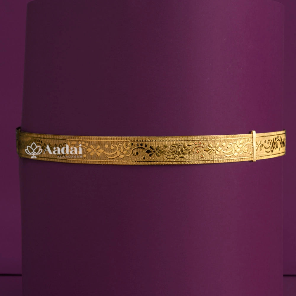 Lotus Pendant With Intricately Designed Hip Belt - Red