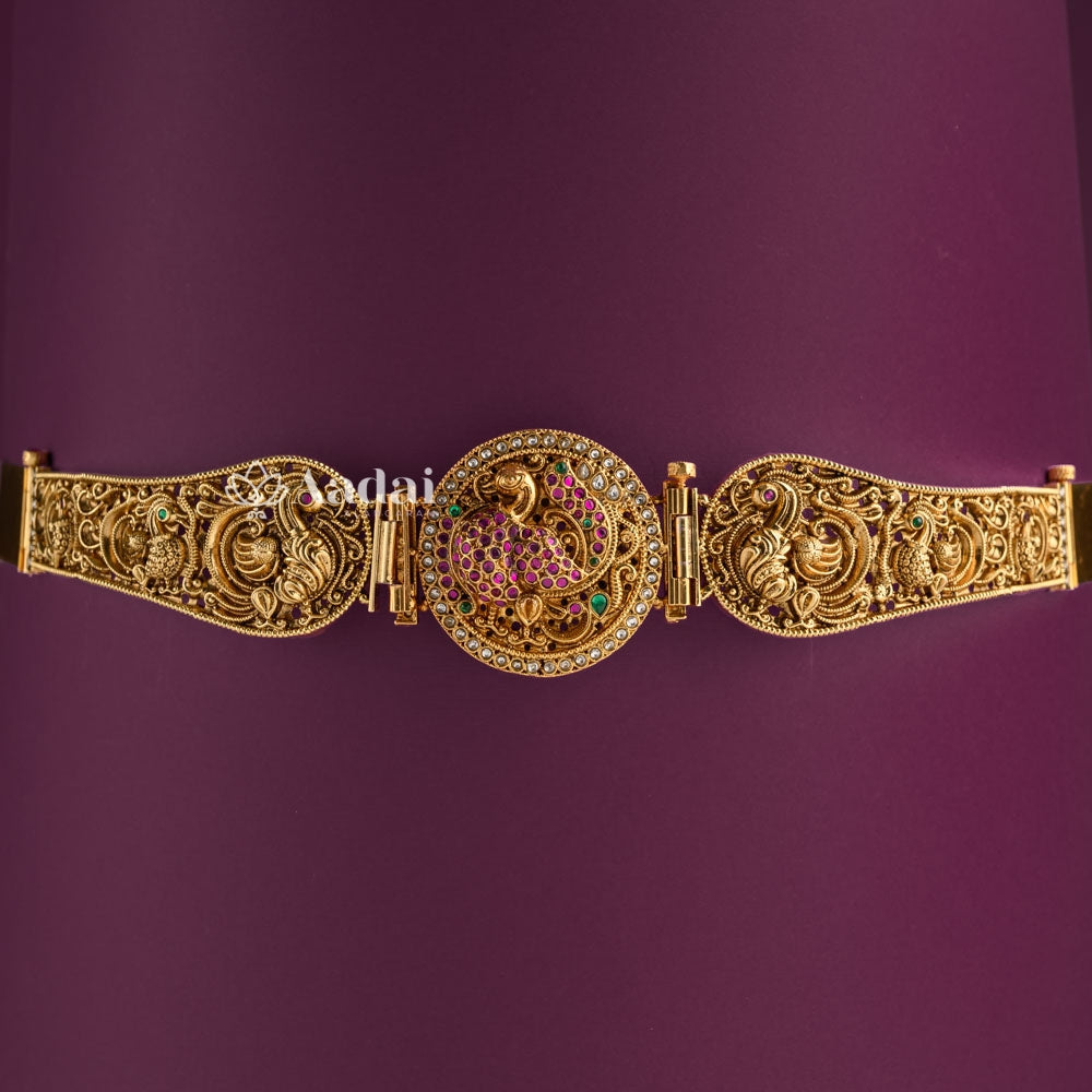 Regnant Dual Side Pendant Hip Belt / Oddiyanam Floral & Lakshmi