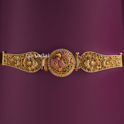 Regnant Dual Side Pendant Hip Belt / Oddiyanam Floral & Lakshmi